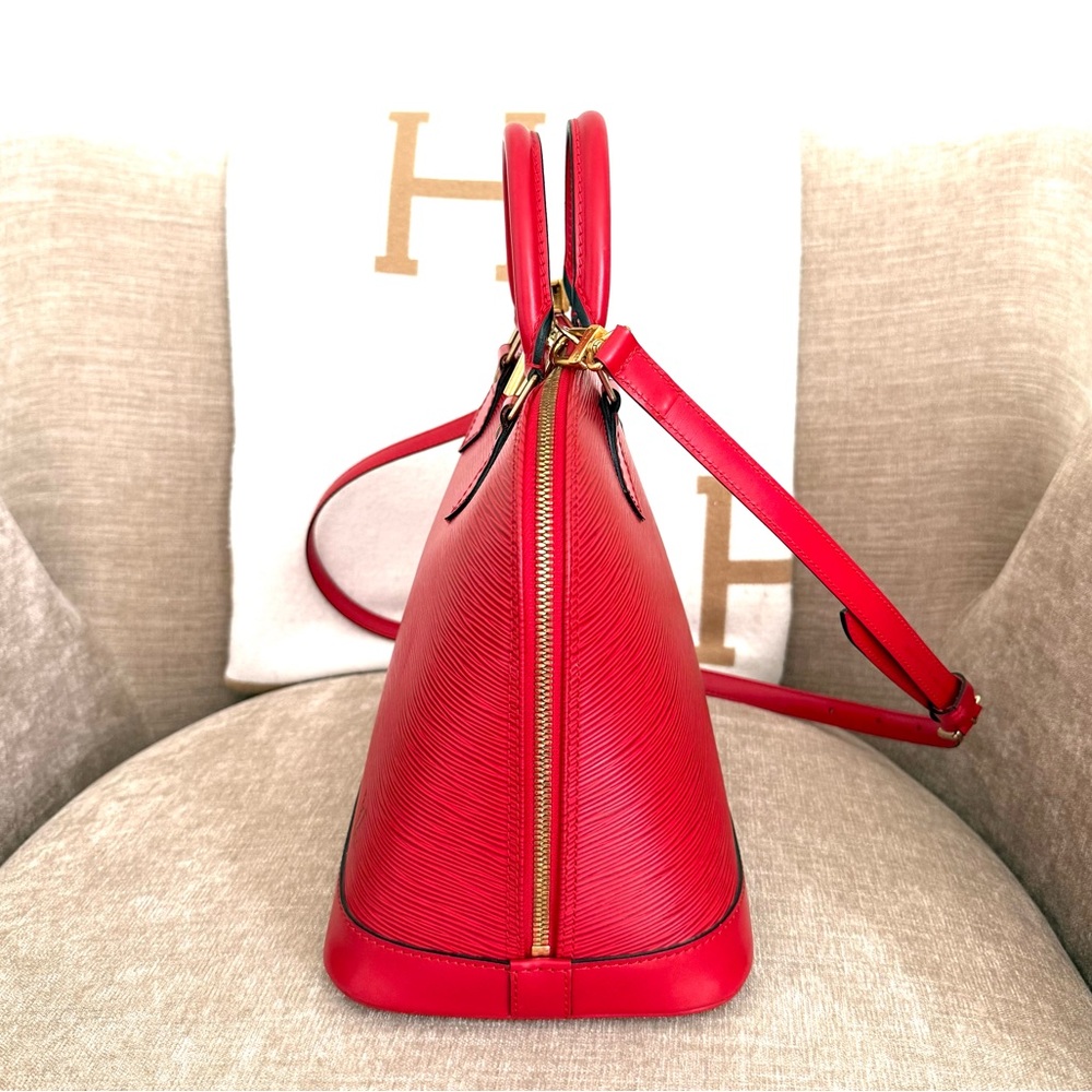 Authentic Louis Vuitton Alma bag M52147 red Epi leather with strap medium - Picture 5 of 16